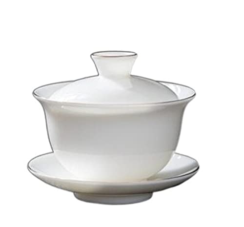 NFEGSIYA Gaiwan Teetasse Weißes Porzellan Gaiwan Teetasse handgefertigte Keramik Tee Terrine Home Teuchte Trinkgeld Reisebecher Chinesische Teezeremonie (Color : B 100ML) von NFEGSIYA