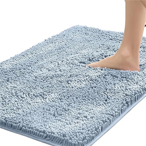 NFEKLFI badematte Dickes Anti-Rutsch-Pad aus Chenille-Material for das Badezimmer, saugfähiges Fußpad for die Badewanne, Duschraumteppich, Badezimmertürpad(Blue,40X60CM) von NFEKLFI
