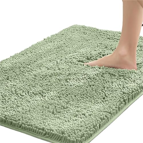 NFEKLFI badematte Dickes Anti-Rutsch-Pad aus Chenille-Material for das Badezimmer, saugfähiges Fußpad for die Badewanne, Duschraumteppich, Badezimmertürpad(Light Green,40X60CM) von NFEKLFI