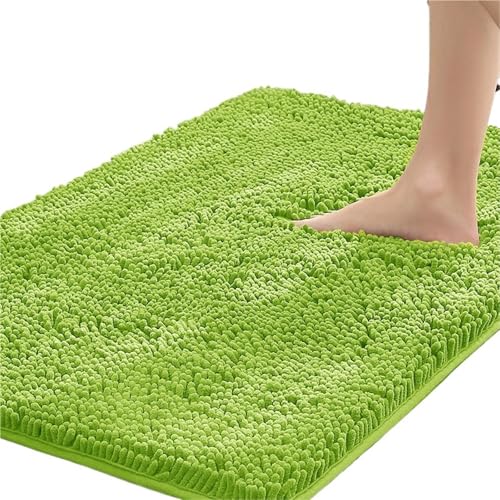 NFEKLFI badematte Dickes Anti-Rutsch-Pad aus Chenille-Material for das Badezimmer, saugfähiges Fußpad for die Badewanne, Duschraumteppich, Badezimmertürpad(Lime Green,40X60CM) von NFEKLFI