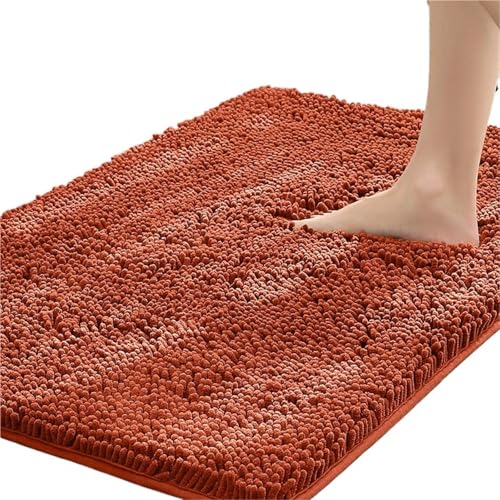 NFEKLFI badematte Dickes Anti-Rutsch-Pad aus Chenille-Material for das Badezimmer, saugfähiges Fußpad for die Badewanne, Duschraumteppich, Badezimmertürpad(Red,50X80CM) von NFEKLFI