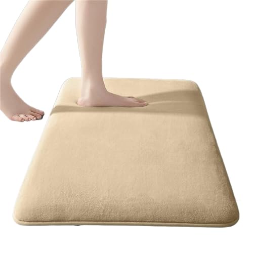 NFEKLFI badematte Einfarbiger, verdickter Badezimmerteppich, rutschfeste Flanell-Badezimmermatte, ultraweiche Bodenmatte, wasserabsorbierende Matte(Apricot,600MMx900MM) von NFEKLFI