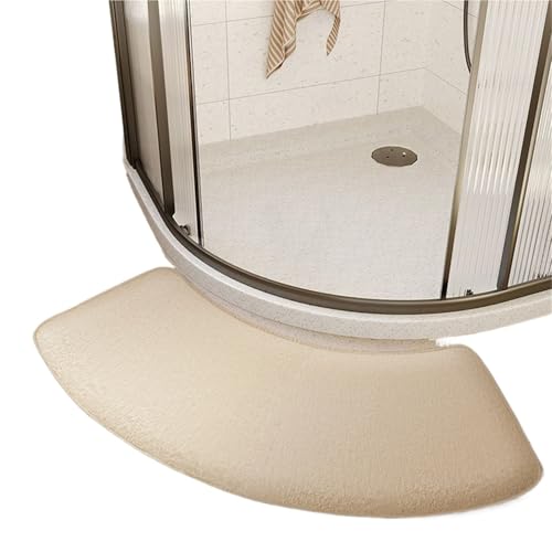 NFEKLFI badematte Gebogene Badezimmermatte, Duschraum-Fußpolster, Dicker Schwamm, saugfähige Fußmatte for die Toilette, rutschfeste Matte, schmutzabweisende Eingangsmatte(Apricot) von NFEKLFI