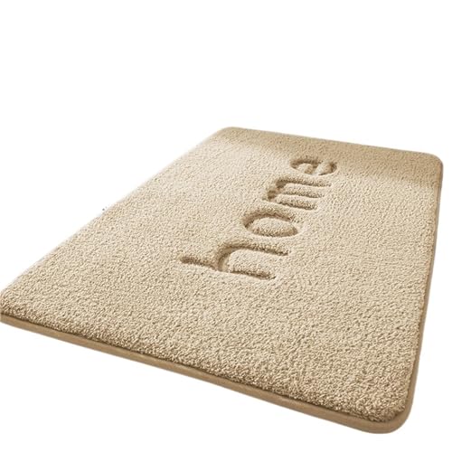 NFEKLFI badematte Verdickte Badezimmer-Flanell-Bodenmatte, saugfähiger Toilettenteppich, Duschraum, rutschfeste Matte, Küchenfußmatte, schmutzabweisende Türmatte(Apricot,500MMx800MM) von NFEKLFI