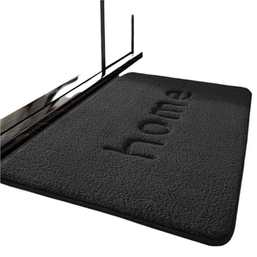 NFEKLFI badematte Verdickte Badezimmer-Flanell-Bodenmatte, saugfähiger Toilettenteppich, Duschraum, rutschfeste Matte, Küchenfußmatte, schmutzabweisende Türmatte(Black,500MMx800MM) von NFEKLFI