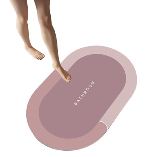 NFEKLFI badematte Wasserabsorbierende Bodenmatte fürs Badezimmer, Kieselalgen-Schlamm-Pad, schnelltrocknende Fußmatte for den Badezimmereingang, rutschfeste Haushaltsmatte, Türzugangspad(Pink,60X90) von NFEKLFI