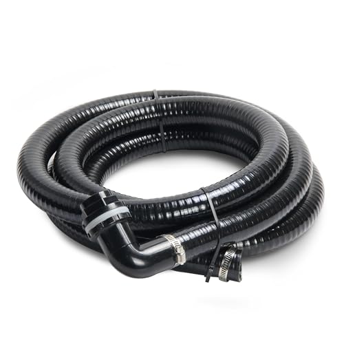 Teichschlauch ID 2.5 cm × 3.0 m schwarz gewellt flexibel verstärkt Wasserfall Teichrohr Sump Pumpenschlauch mit 2 Edelstahl-Schlauchschellen für Gartenteiche, Wasserfälle, Filter von NFESOLAR