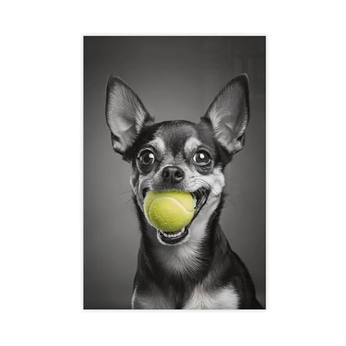 NFFBGFD Leinwandposter Chihuahua-Tennis, Schlafzimmer, Dekoration, Landschaftsdekoration, Geschenk, 30 x 45 cm von NFFBGFD