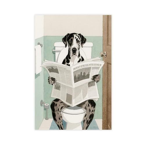 NFFBGFD Leinwandposter Deutsche Dogge liest die Zeitung in der Toilette, Schlafzimmer, Dekoration, Landschaftsdekoration, Geschenk, 50 x 75 cm NFFBGFD Leinwandposter Deutsche Dogge liest die Zeitung in der Toilette, Schlafzimmer, Dekoration, Landschaftsdekoration, Geschenk, 50 x 75 cm von NFFBGFD