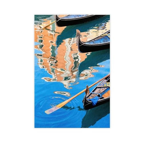 NFFBGFD Leinwandposter mit Gondelruder, Schlafzimmer, Landschaftsdekoration, Geschenk, 40 x 60 cm von NFFBGFD