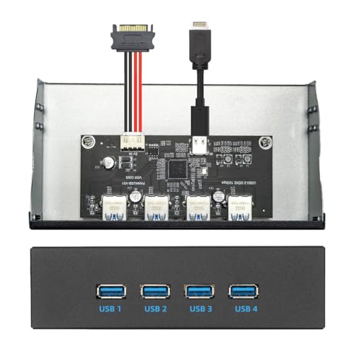 NFHK 10Gbps USB 3.1 Typ-A HUB 4 Ports Frontplatte zum Motherboard Typ-E Anschlusskabel 10Gbps für 5,25" CD-ROM Bay Tray NFHK 10Gbps USB 3.1 Typ-A HUB 4 Ports Frontplatte zum Motherboard Typ-E Anschlusskabel 10Gbps für 5,25" CD-ROM Bay Tray von NFHK