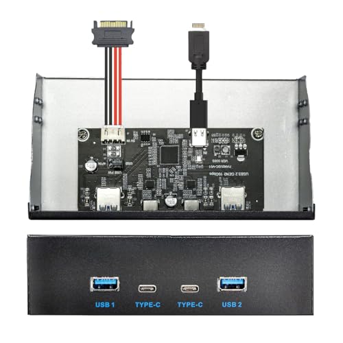 NFHK 10Gbps USB 3.1 Typ-A & Typ-C HUB 4 Ports Frontplatte zum Motherboard Typ-E Anschlusskabel 10Gbps für 5,25" CD-ROM Bay Tray NFHK 10Gbps USB 3.1 Typ-A & Typ-C HUB 4 Ports Frontplatte zum Motherboard Typ-E Anschlusskabel 10Gbps für 5,25" CD-ROM Bay Tray von NFHK