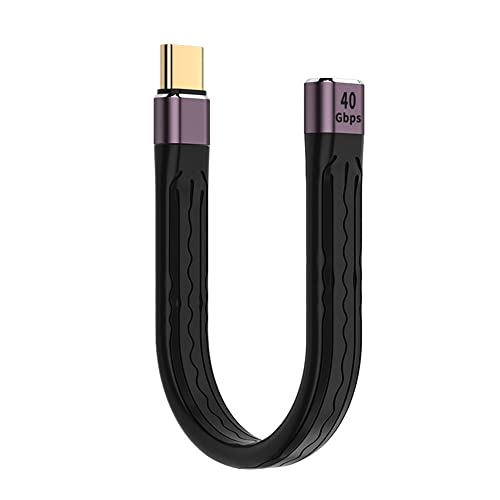 NFHK 13 cm langes USB4-Verlängerungskabel, flach, Stecker auf Buchse, 40 Gbit/s mit 100 W Aufladung und 8 K @ 60 Hz, kompatibel mit Thunderbolt3/4 von NFHK