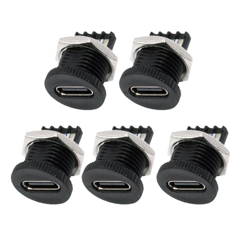 NFHK 5 Stück/Set DIY OEM Typ C Buchse Stecker auf 6-polige PCBA Pinbelegung Scew Nut Mount Typ DC 5V/20V PD Power von NFHK
