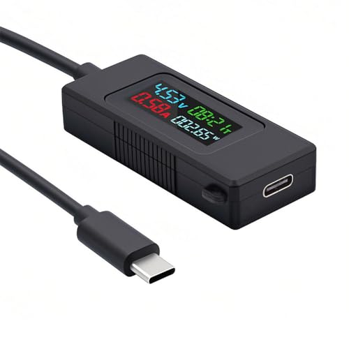 NFHK Adapter Typ-C Spannung Strom Leistung Kapazität, Arbeitszeit Amperemeter Voltmeter USB-Kabel Ladegerät Detektor USB-C Tester 4-30V 0-6,5A Digital Multimeter von NFHK
