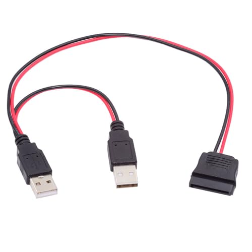 NFHK DC 5 V Dual USB auf SATA 15Pin Stromkabel für 2,5 Zoll SATA HDD SSD Disk Driver 5V 2A Max von NFHK