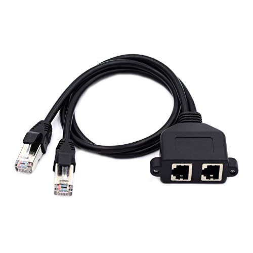 NFHK Dual Ports UTP Cat6 Stecker auf Buchse LAN Ethernet Netzwerk-Verlängerungskabel 8P8C FTP STP mit Panelmontagelöchern von NFHK