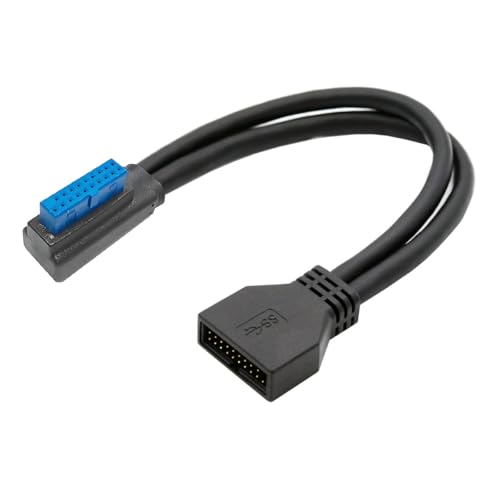 NFHK-Kabel, links abgewinkeltes Low Profile USB 3.0 20-poliges 19-poliges Stecker-zu-Buchse-Verlängerungskabel, 5 Gbit/s, 90 Grad für Motherboard von NFHK