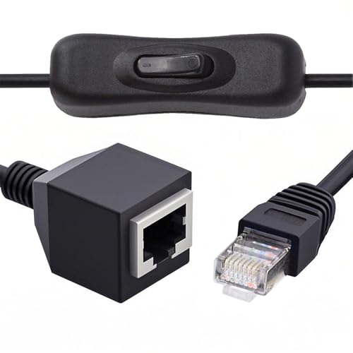 NFHK-Kabel RJ45 CAT6 8P8C STP UTP, Verlängerungskabel Stecker auf Buchse, mit 304 Singal-Schalter zum An-/Ausschalten, LAN-Ethernet-Netzwerk-Patchkabel (60 cm) von NFHK