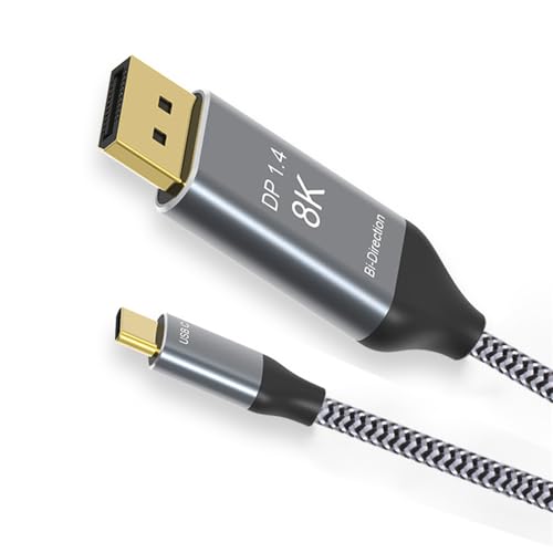 NFHK Reversibles DisplayPort-DP-Quelle auf USB 3.1 Typ C USB-C Display-Stecker, 8K HDTV-Kabel für Laptop-Monitor, 1,8 m von NFHK