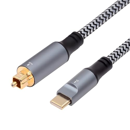 NFHK Typ-C auf SPDIF Toslink Optisches Audiokabel Opt-Stecker USB-C auf Digital Optical Fiber Optic Sound Interface Stecker Adapterkabel für Desktop-Laptop (180 cm) von NFHK