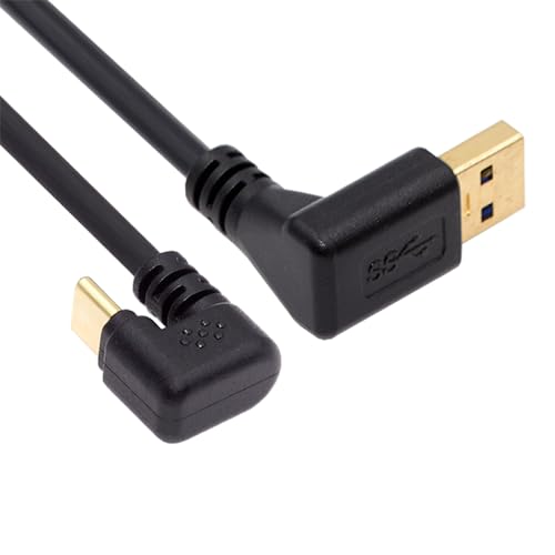 NFHK USB 3.0 Typ-A auf Typ C USB-Stecker auf Stecker, Strom-Datenkabel, 5 Gbit/s, USB-C gegenüberliegend, U-Form, abgewinkelt von NFHK