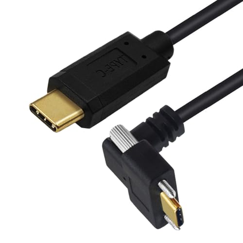 NFHK USB-C-auf-C-Kabel, USB-C-Stecker auf Stecker, schnelles Aufladen, Datenübertragung, 90-Grad-Winkel-Verlängerungskabel mit Schrauben von NFHK