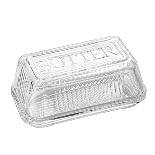Butterdose aus Glas mit Deckel, Durchsichtiges Rechteckiges Buttertablett, Traditionelles Küchenzubehör für die Arbeitsplatte, Moderner Butteraufbewahrer, Spülmaschinenfest(klar) von NFNSIG