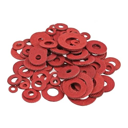 Verschiedene Unterlegscheiben 20/50/100 Stück rote Papierdichtung, rote Stahlflachstahlfaserringe, Isolierdichtung, Dichtringringe M2 M2,5 M3 M4 M5 M6 M8 M10 M14 M20 Befestigungsscheiben(M2.5x5.5x0.5 von NFOQRVKW