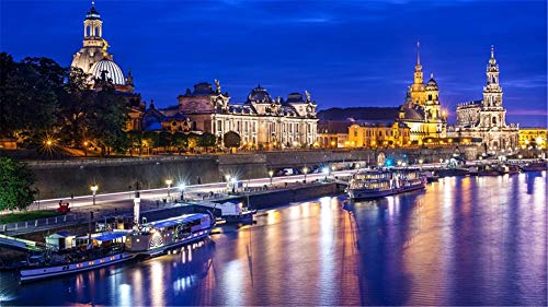 NFRAZ 5D-Diamant-Malerei-Set, Bohrer, Stadt Dresden, Fluss, Landschaft, Boote, Lichter, Stickerei, Strass-Malerei, Heimdekoration, 40 x 40 cm NFRAZ 5D-Diamant-Malerei-Set, Bohrer, Stadt Dresden, Fluss, Landschaft, Boote, Lichter, Stickerei, Strass-Malerei, Heimdekoration, 40 x 40 cm von NFRAZ