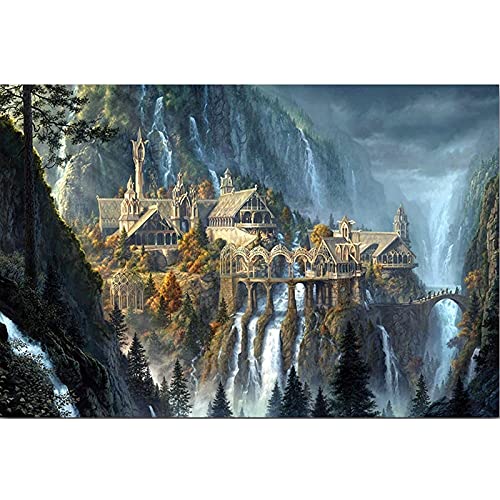 NFRAZ Herr der Ringe Schloss Diamant-Stickerei DIY Diamant-Malerei Mosaik Diamant-Malerei 3D Kreuzstich Diamant-Bild 40x50CM von NFRAZ