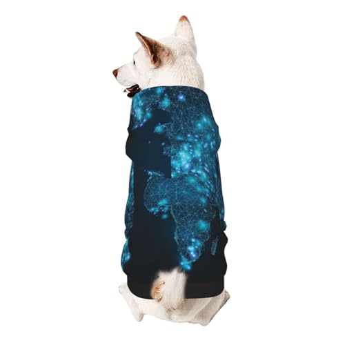 Hunde-Kapuzenpullover mit Weltkarten-Motiv, für kleine Hunde, elastischer Stoff, weich und warm für das Tier und einfach zu tragen von NGANOH