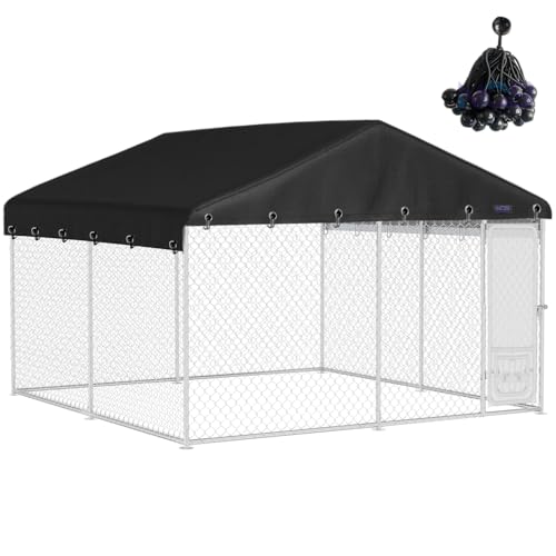 NGB Hundehüttenabdeckung für den Außenbereich, 3 m B x 3 m L, mit mehreren elastischen Kugelschnüre, aus wasserdichtem 600D-Oxford-Gewebe, Ersatzgehäuseabdeckungen, schwarz. von NGB