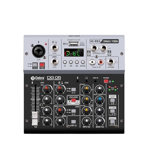 Audio Mixer, DG05 24bit 192kHz Schnittstelle Soundkarte Studioqualität 5.0 BT for PC E-Gitarre Live-Aufnahme Gesang mit Überwachung von NGBFF