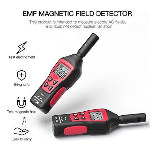 EMF Messgerät, Elektromagnetischer Feldstrahlungsdetektor-Tester Handheld EMF Meter Haushalt präzise Mikrowellenofen Computerstrahlungstester(Rood) von NGBFF