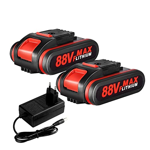 Heckenschere, 88VF1500mAh Wiederaufladbare Lithium-Ionen Batterie for Elektrische Säge Schlüssel Akku-säbelsäge for 36VF 48VF ​​88VF(2 Battery EU Plug) von NGBFF