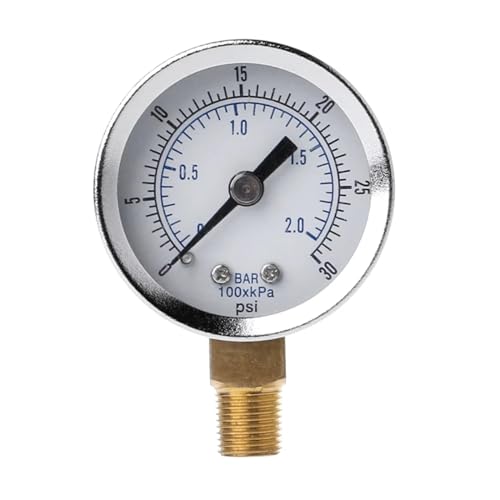 Manometer, Utility-Manometer 0-30 psi 0-2 bar Niederdruck-Hydraulikmanometer Doppelskalen-Manometer 1/8" BSPT-Gewinde for Kraftstoff von NGBFF
