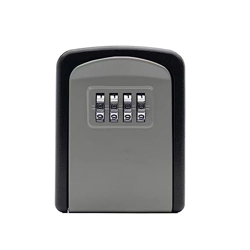 Mini Tresor, Passwort-Schlüsselkasten aus Aluminiumlegierung, wandmontierter Schlüsseltresor, wasserdichter Schlüsselkasten for den Außenbereich, 4-Bit-Passwort-Schlüsselkasten(Black and Gray) von NGBFF