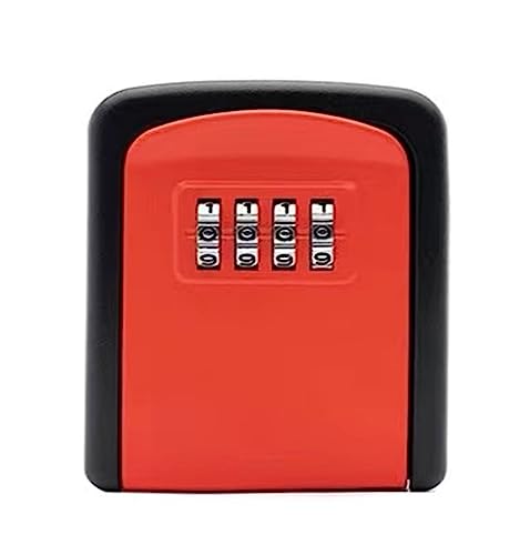 Mini Tresor, Passwort-Schlüsselkasten aus Aluminiumlegierung, wandmontierter Schlüsseltresor, wasserdichter Schlüsselkasten for den Außenbereich, 4-Bit-Passwort-Schlüsselkasten(Rood) von NGBFF