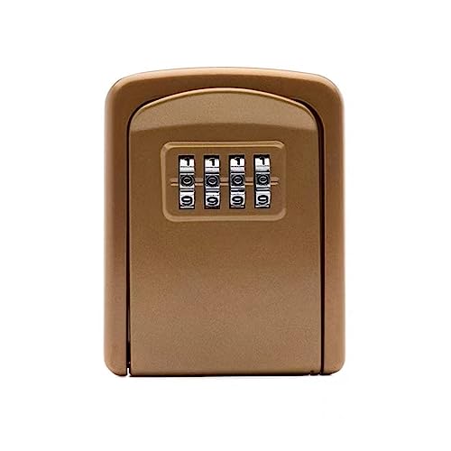 Mini Tresor, Passwort-Schlüsselkasten aus Aluminiumlegierung, wandmontierter Schlüsseltresor, wasserdichter Schlüsselkasten for den Außenbereich, 4-Bit-Passwort-Schlüsselkasten(Rose Gold) von NGBFF