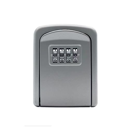 Mini Tresor, Passwort-Schlüsselkasten aus Aluminiumlegierung, wandmontierter Schlüsseltresor, wasserdichter Schlüsselkasten for den Außenbereich, 4-Bit-Passwort-Schlüsselkasten(Silver) von NGBFF