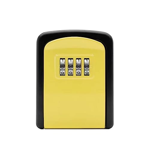 Mini Tresor, Passwort-Schlüsselkasten aus Aluminiumlegierung, wandmontierter Schlüsseltresor, wasserdichter Schlüsselkasten for den Außenbereich, 4-Bit-Passwort-Schlüsselkasten(Yellow) von NGBFF