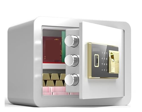 Mini Tresor, Safe Box Mechanischer Safe Haushalts-Mini-Ganzstahl-Büro-Safe Mit Finrabdruck-Passwort(Ore White) von NGBFF