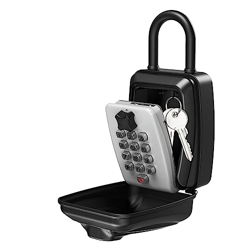 Mini Tresor, Schlüssel-Sicherheitsbox, 9-stelliges Druckknopf-Zahlenschloss, Schlüsselaufbewahrungsbox for Den Außenbereich, Rücksetzbarer Code, Schlüsselbox, Wasserdichter von NGBFF