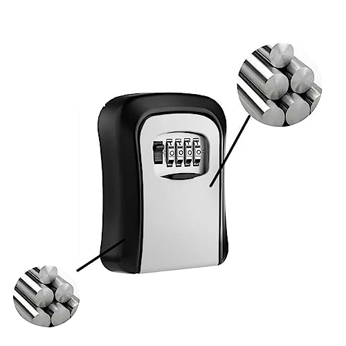 Mini Tresor, Schlüsselkasten, an der Wand montierter Schlüsselsafe aus Aluminiumlegierung, wetterfest, 4-stellige Kombinationsschlüssel, Aufbewahrungsschließkästen(Metal-03) von NGBFF