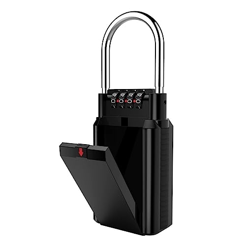 Mini Tresor, Schlüsselsafe Aus Metall, Schlüsselaufbewahrung, Kombinationsschloss, Schlüsselaufbewahrung, 4-stelliges Zahlenschloss, Wasserdicht for Den Innen- Und Außenbereich(Noir) von NGBFF