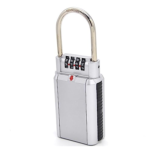 Mini Tresor, Schlüsselsafe Aus Metall, Schlüsselaufbewahrung, Kombinationsschloss, Schlüsselaufbewahrung, 4-stelliges Zahlenschloss, Wasserdicht for Den Innen- Und Außenbereich(Silver) von NGBFF