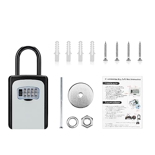 Mini Tresor, Schlüsselsafe for den Außenbereich, wasserdicht, Passwortschloss, 4-stellige Kombination, Heimschlüssel-Aufbewahrungsbox, Zinklegierung von NGBFF