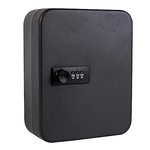 Mini Tresor, Sichere Aufbewahrungsbox mit Mehreren Schlüsseln, Kombinations-/Schlüsselschloss, Ersatz-Autoschlüssel-Organizer-Box for den Einsatz im Home Office Factory Store(M-Black-Code) von NGBFF