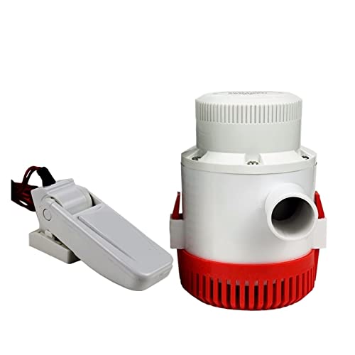 NGBFF 3500 GPH Large Flow Electric Boat Bilgenwasserpumpe 12 V 24 V DC mit Schwimmerschalter Set Tauchboot 12 24 Volt 3500 GPH(24v) von NGBFF